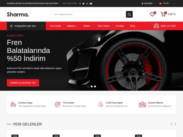 Sharma - OpenCart Oto Aksesuar Teması